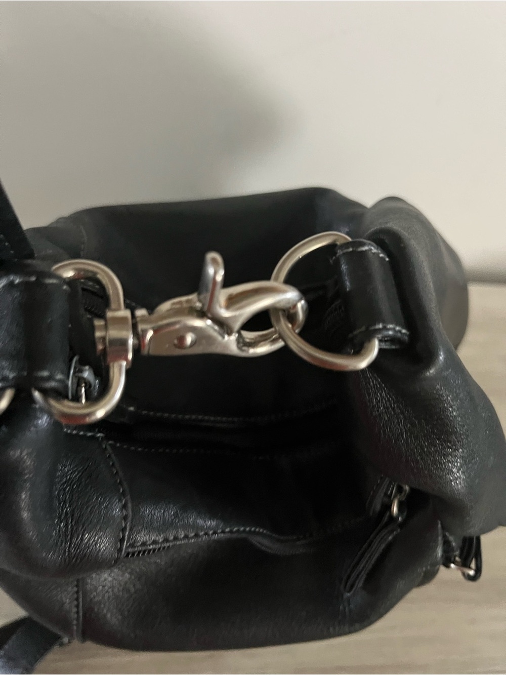 Tignanello Black Leather Backpack with Flap - Picture 5 of 8